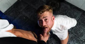 Bathroom attendant getting a facial