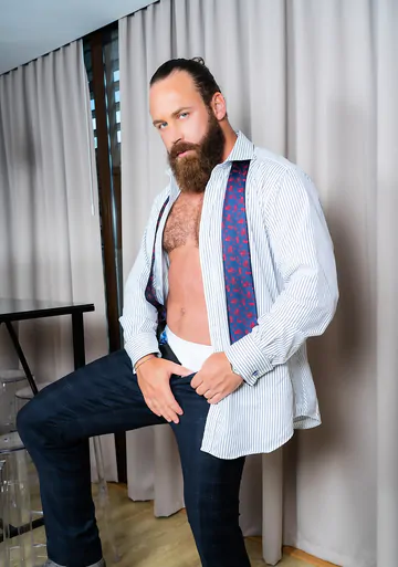 Bearded man getting boned