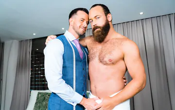 Bearded man getting boned