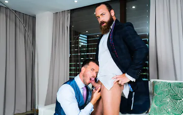 Bearded man getting boned