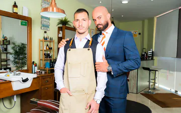 Gays fucking in the barber shop