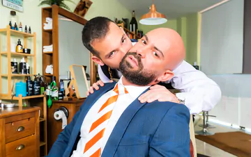 Gays fucking in the barber shop