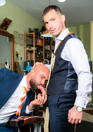 Gays fucking in the barber shop