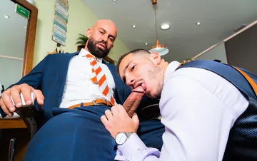 Gays fucking in the barber shop