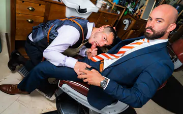 Gays fucking in the barber shop
