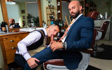 Gays fucking in the barber shop