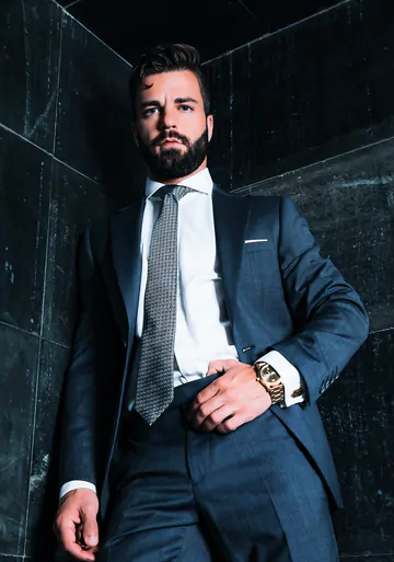 Guys in suits taking a shower