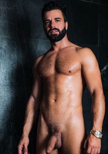 Guys in suits taking a shower