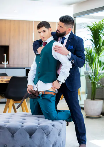 Well dressed guys having sex
