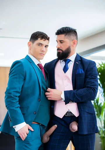Well dressed guys having sex