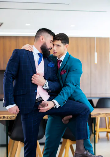Well dressed guys having sex