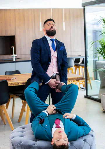 Well dressed guys having sex