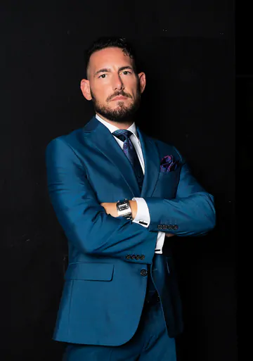 Men in blue suits getting naughty