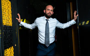 Bald hunk gets rimmed and fucked