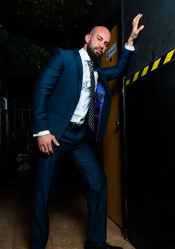 Bald hunk gets rimmed and fucked