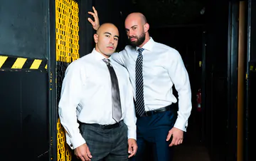 Bald hunk gets rimmed and fucked