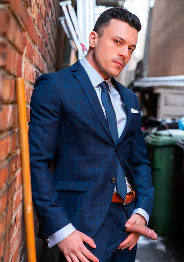 Men having sex in an alley