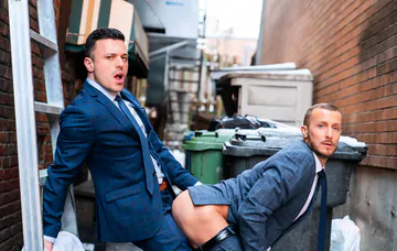 Men having sex in an alley