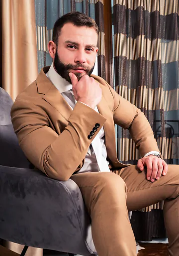 Bearded guys in suits fucking