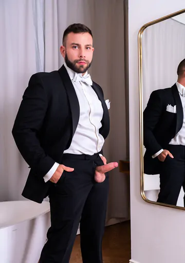 Well dressed guys having a threesome