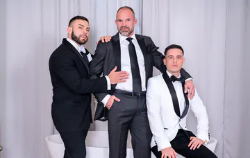 Well dressed guys having a threesome