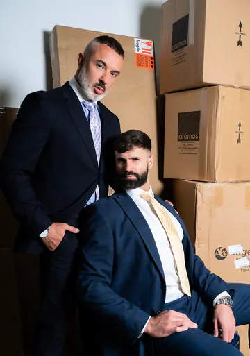 Men in a warehouse having sex