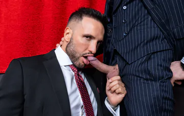 Man with a curved cock gets fucked