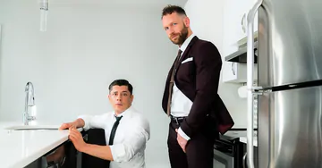 Guys in a kitchen fucking