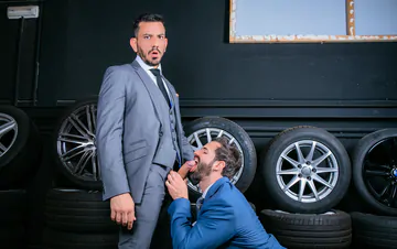 Car salesmen having gay sex