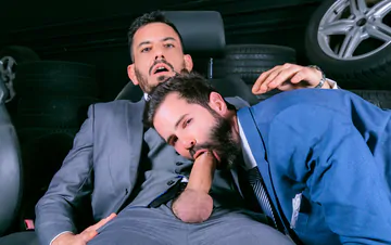 Car salesmen having gay sex