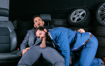 Car salesmen having gay sex