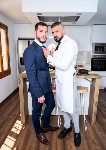 Men in a kitchen having sex