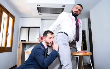 Men in a kitchen having sex