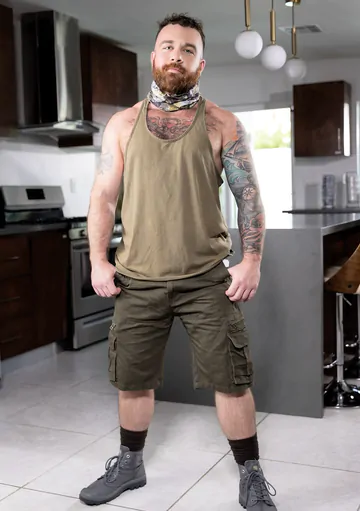 Rugged men having a threesome