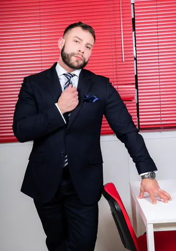 Men in suits having gay sex