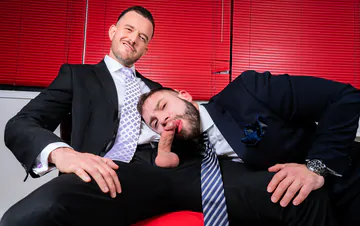 Men in suits having gay sex