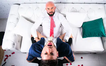 Bald man fucking ass bareback