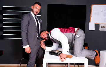 Men in suits fucking and cumming