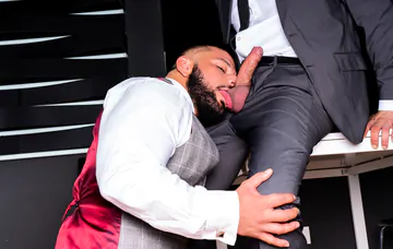 Men in suits fucking and cumming