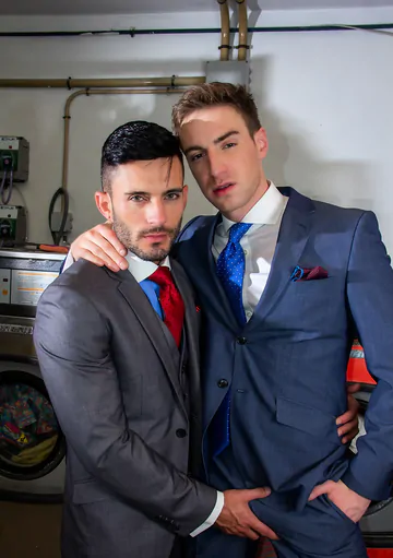 Men in a laundry having sex