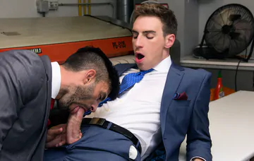 Men in a laundry having sex