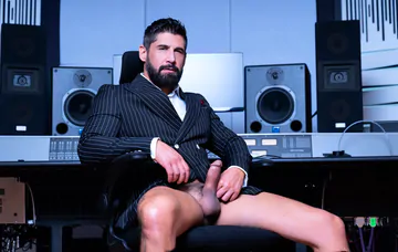 Men fucking in a music studio