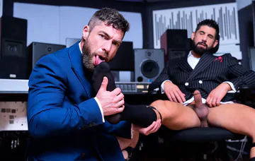 Men fucking in a music studio