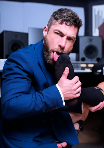 Men fucking in a music studio