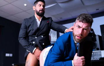 Men fucking in a music studio