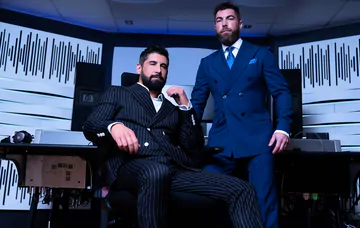 Men fucking in a music studio