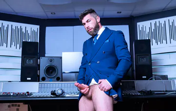 Men fucking in a music studio