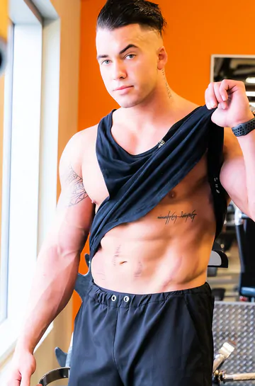 Hot hunk taking a shower