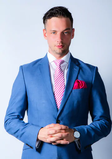 Men in blue suits having sex