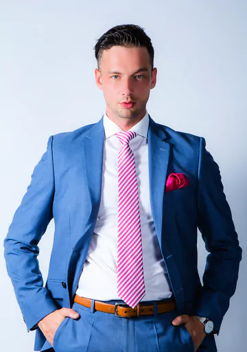 Men in blue suits having sex